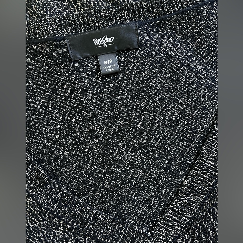 Mossimo Black/Gold Sparkle Long Sleeve V-Neck Sweater-Size S - Picture 2 of 10